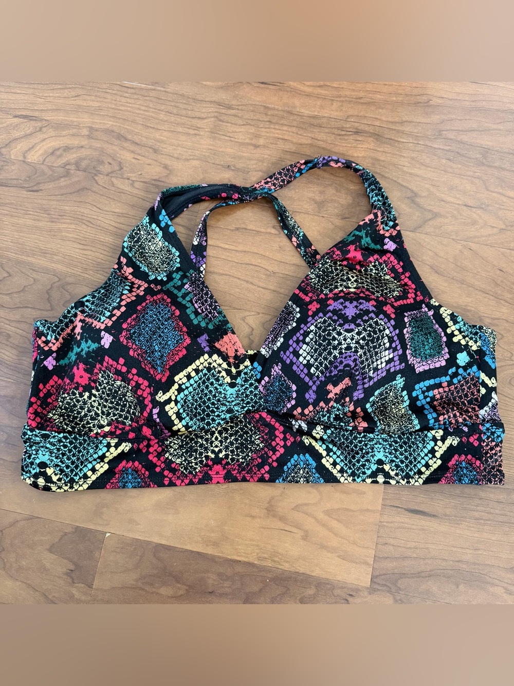 TORRID Multicolor Shine Snakeskin Print Wireless Triangle Bikini Top Size 3XL